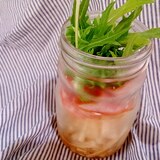 メイソンジャー 甘酢大根スライスハム水菜のサラダ